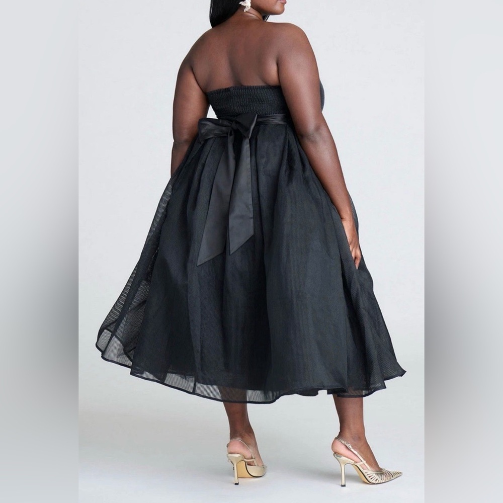 Eloquii Strapless Black Tulle Midi Gown Plus Size 20 NWT